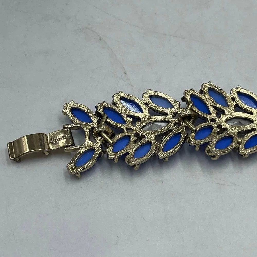J. Crew Womens Pantone Blue‎ Jeweled Embellished Rhinestone Statement Bracelet